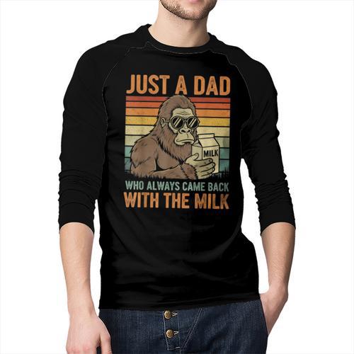 Just A Dad Who Always Came Back With The Milk Daddy Men Baseball Raglan Shirt - Father's Day Fun