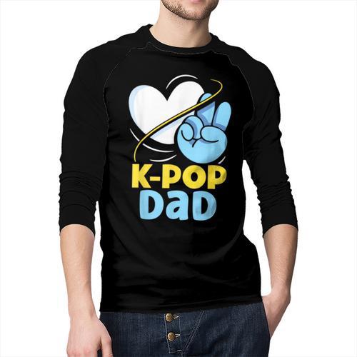 K-POP Dad Korean Lover K-Pop Music Cute Father Daddy Papa Men Baseball Raglan Shirt - Father's Day Fun
