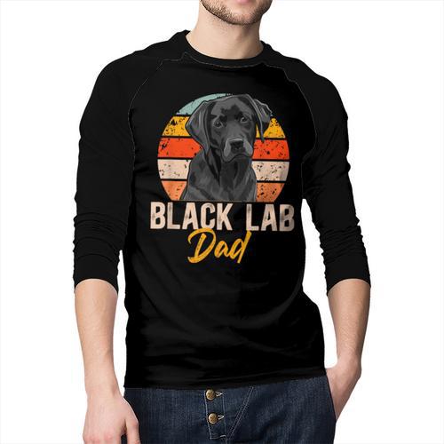 Lab Dad Retro Black Labrador Owner Men Baseball Raglan Shirt - Father's Day Fun