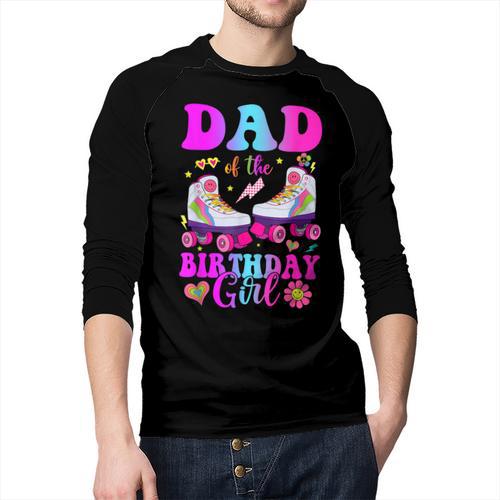 Let's Roll Dad Of The Birthday Girl Roller Skate Birthday Men Baseball Raglan Shirt - Father's Day Fun