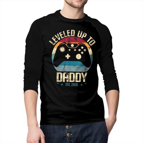 I Leveled Up To Daddy Est 2026 Dad Level Unlocked New Dad Men Baseball Raglan Shirt - Father's Day Fun