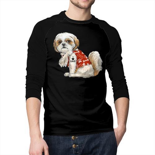 I Love Dad Tattoo Shih Tzu Dad Father's Day Men Baseball Raglan Shirt - Father's Day Fun