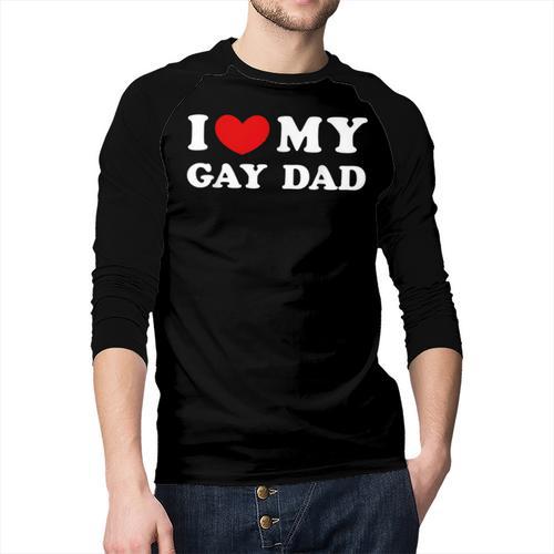 I Love My Gay Dad I Heart My Gay Dad Men Baseball Raglan Shirt - Father's Day Fun