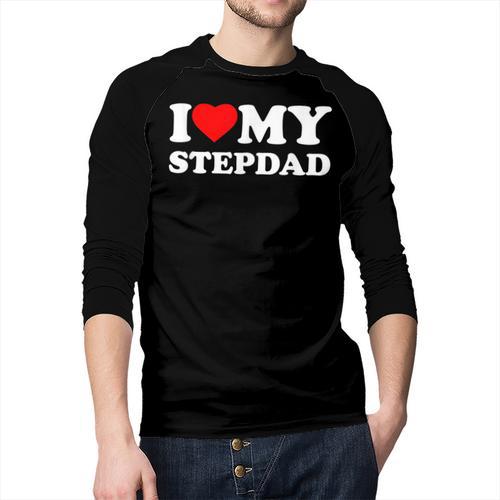 I Love My Step-Dad Heart Family Grandpa StepDad Bonus Dad Men Baseball Raglan Shirt - Father's Day Fun