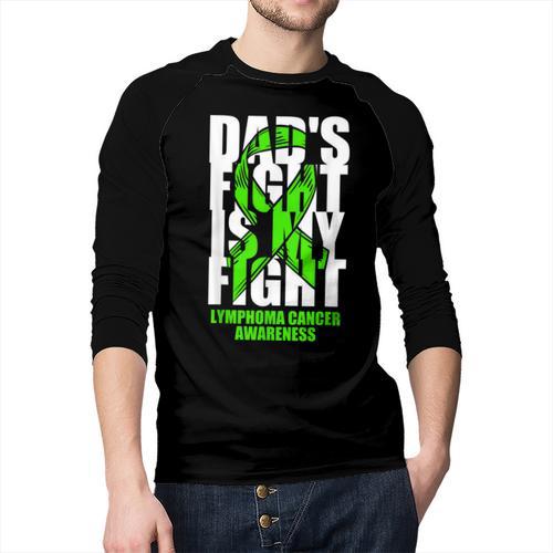 Lymphoma Cancer Awareness Lime Green Ribbon Dad's Fight Men Baseball Raglan Shirt - Father's Day Fun