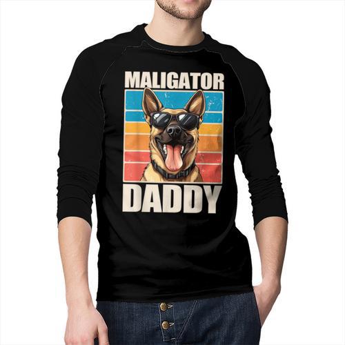 Malinois Dad Maligator Daddy Belgian Malinois Men Baseball Raglan Shirt - Father's Day Fun