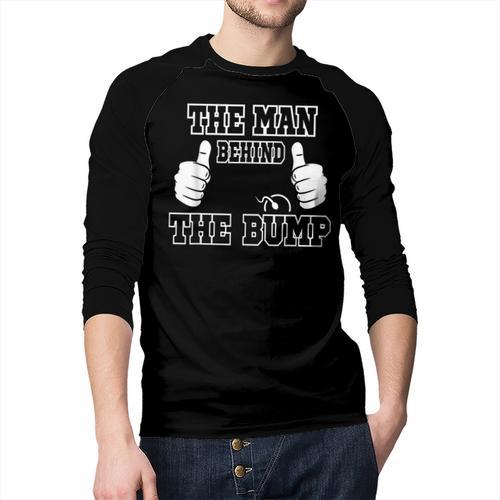 The Man Behind The Bump Baby Shower Shirts For Mom And Dad Men Baseball Raglan Shirt - Father's Day Fun
