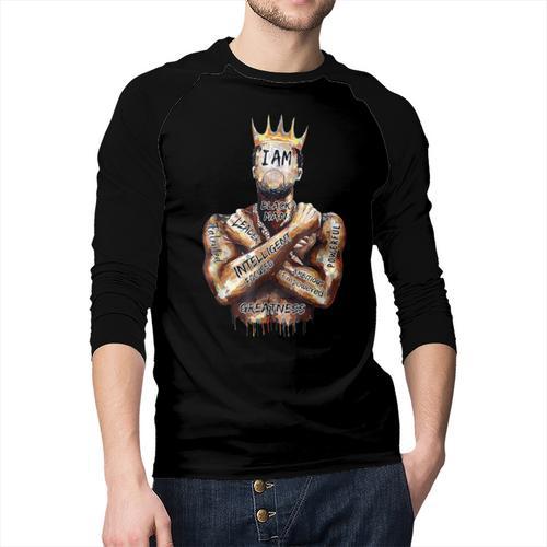 I Am Man King Powerful Dad Afro Melanin Black History Men Baseball Raglan Shirt - Father's Day Fun