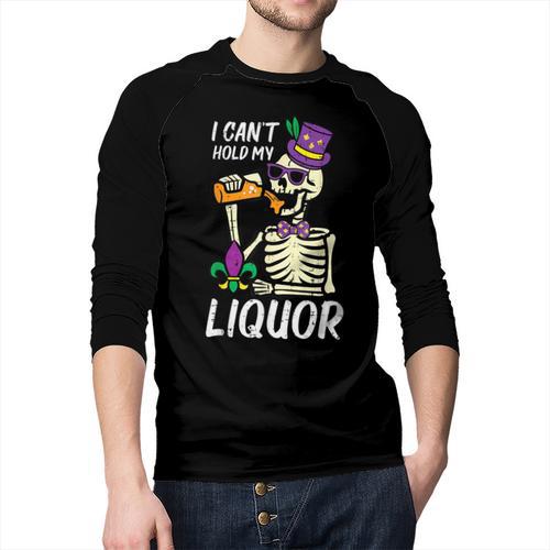 Mardi Gras Skeleton Cant Hold My Carnival Team Dad Men Men Baseball Raglan Shirt - Father's Day Fun
