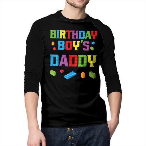 Master Builder Birthday Boy's Daddy Building Bricks Blocks Men Baseball Raglan Shirt - Father's Day Fun