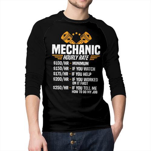 Mechanic Men Dad Hourly Rate Car Auto Garage Mechanic Men Baseball Raglan Shirt - Father's Day Fun
