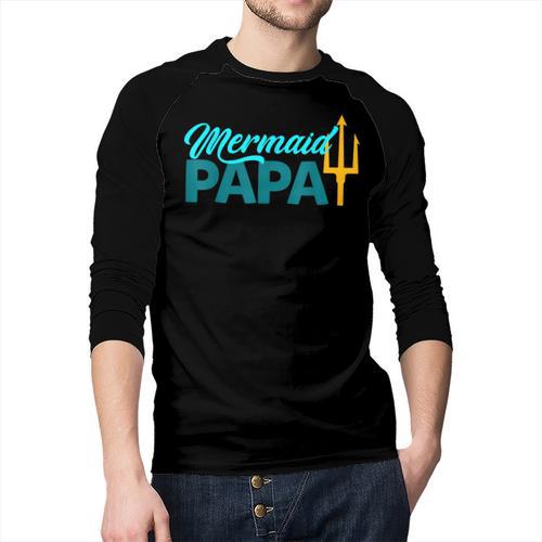 Mermaid Dad Mermaid Papa Grandpa Security Party Small Men Baseball Raglan Shirt - Father's Day Fun