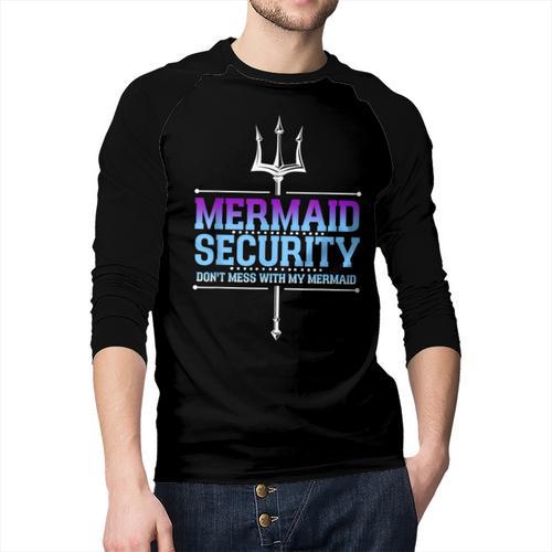 Mermaid Security Merman Merdad Mermaid Squad Fathers Day Dad Men Baseball Raglan Shirt - Father's Day Fun