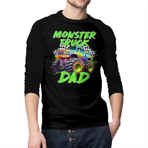 Monster Truck Dad Family Matching Birthday Party Fathers Day Men Baseball Raglan Shirt - Father's Day Fun