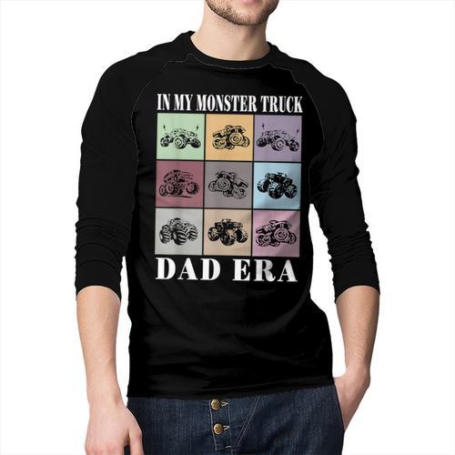 In My Monster Trucks Dad Era Men Baseball Raglan Shirt - Father's Day Fun