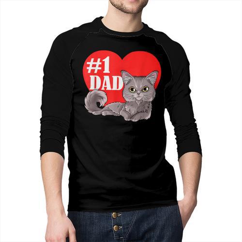 Nebelung Cat 1 Dad Father's Day Daddy Heart Decor For Men Women Kids Men Baseball Raglan Shirt - Father's Day Fun