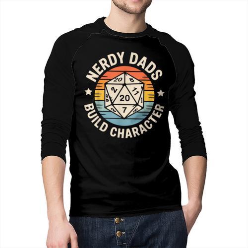 Nerdy Dads Build Character RPG Gaming Father's Day For Dad Men Baseball Raglan Shirt - Father's Day Fun