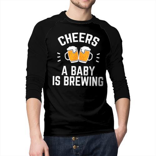New Dad Baby Shower Cheers A Baby Is Brewing Men Baseball Raglan Shirt - Father's Day Fun