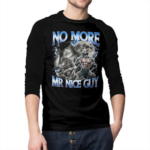 No More Mr Nice Guy Alpha Wolf Meme Dad Papa Men Men Baseball Raglan Shirt - Father's Day Fun