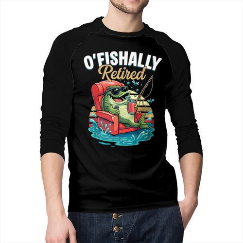 O'Fishally Retired Fishing Retirement Fisherman Dad Men Baseball Raglan Shirt - Father's Day Fun