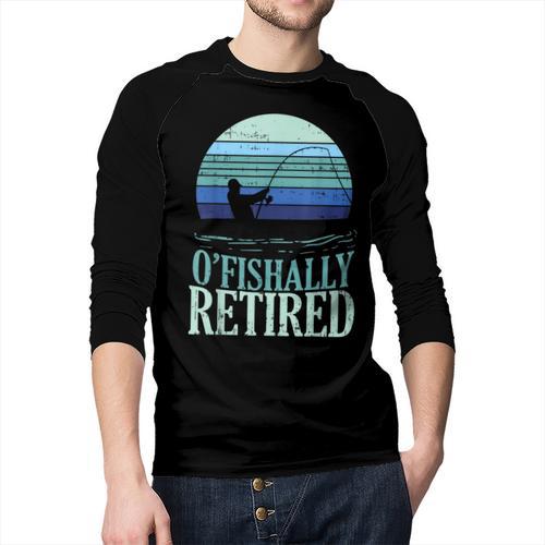 Ofishally Retired Fishing Retro Retirement Dad Men Men Baseball Raglan Shirt - Father's Day Fun