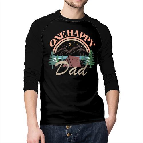 One Happy Dad First Birthday Camping Matching Family Party Men Baseball Raglan Shirt - Father's Day Fun