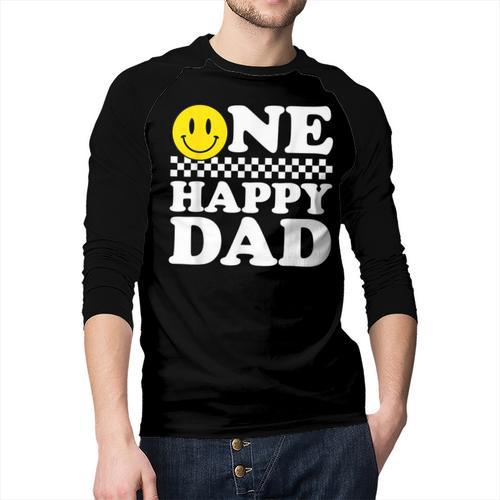 One Happy Dude Dad 1st Birthday Family Matching Men Baseball Raglan Shirt - Father's Day Fun