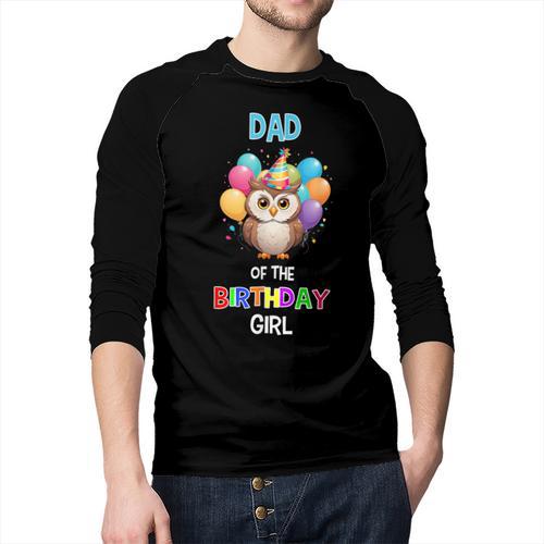 Owl Dad Birthday Party Dad Of The Birthday Girl Owl Men Baseball Raglan Shirt - Father's Day Fun