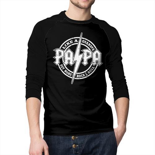 Papa Like A Grandpa Fathers Day Rocker Dad Rock Music Men Men Baseball Raglan Shirt - Father's Day Fun