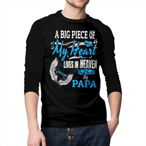 My Papa Lives In Heaven Shirt Memorial Day Papa Dad Grandpa Men Baseball Raglan Shirt - Father's Day Fun