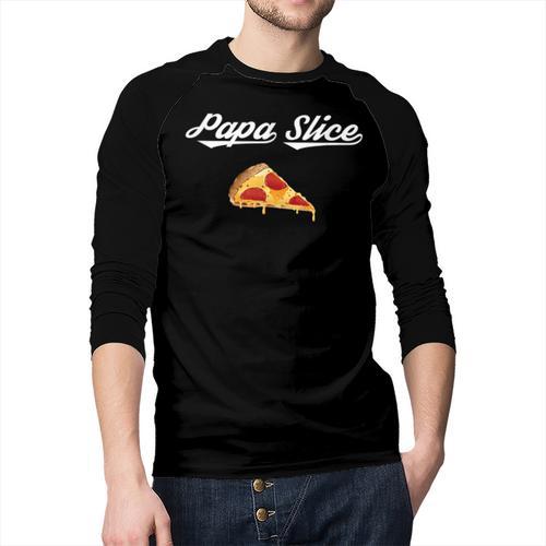 Papa Slice Pizza Belly Expectant Dad Pizza Pregnancy Reveal Men Baseball Raglan Shirt - Father's Day Fun