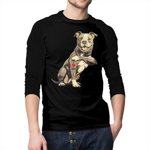 Pitbull I Love Dad Pit Bull Terrier Pettie Dog Owner Father Men Baseball Raglan Shirt - Father's Day Fun