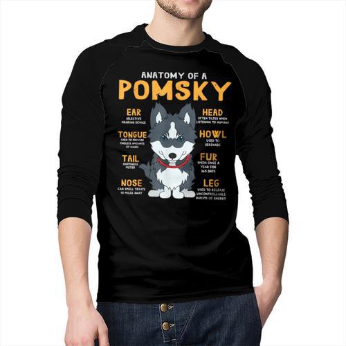 Pomsky Anatomy Dog Mom Dad Men Baseball Raglan Shirt - Father's Day Fun