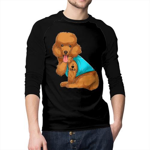 Poodle I Love Dad Tattoo Apparel Dog Dad Dads For Men Women Men Baseball Raglan Shirt - Father's Day Fun