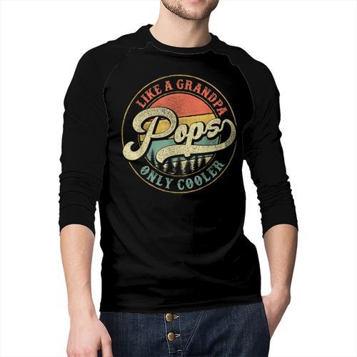 Pops Like a Grandpa Only Cooler Vintage Retro Pops Dad Men Baseball Raglan Shirt - Father's Day Fun
