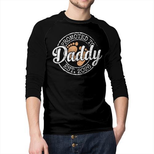Promoted To Daddy Est 2026 Stamp First Time Dad To Be Men Baseball Raglan Shirt - Father's Day Fun