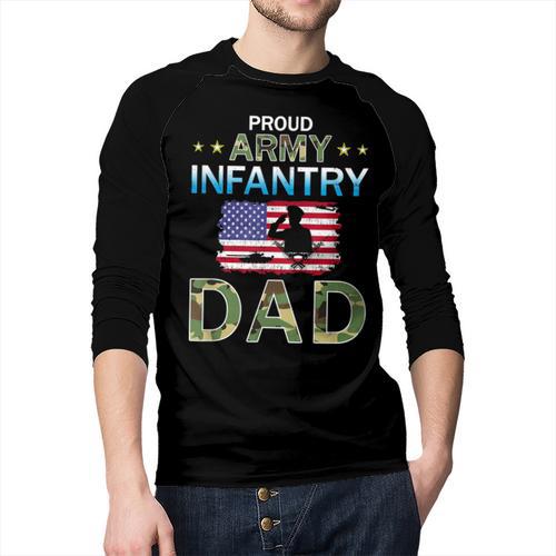 Proud Army Dad-Army Infantry Dad Camouflage Graphics Army Men Baseball Raglan Shirt - Father's Day Fun