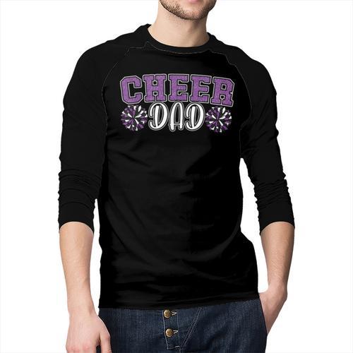 Proud Cheer Dad My Favorite Cheerleader Calls Me Dad Purple Men Baseball Raglan Shirt - Father's Day Fun