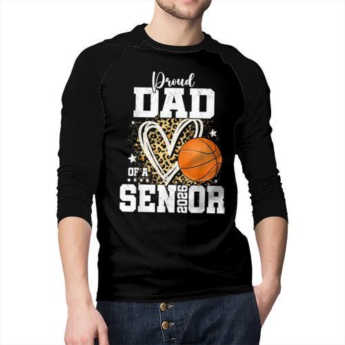 Proud Dad Of A 2026 Senior Basketball Graduation Leopard Men Baseball Raglan Shirt - Father's Day Fun