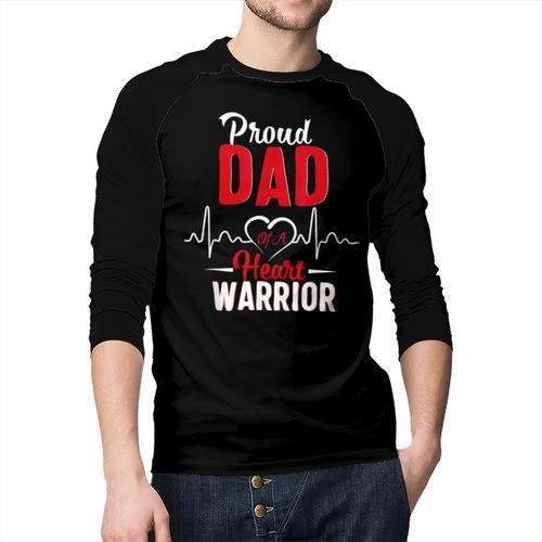 Proud Dad Of a Heart Warrior CHD Awareness Shirt Gift Men Baseball Raglan Shirt - Father's Day Fun
