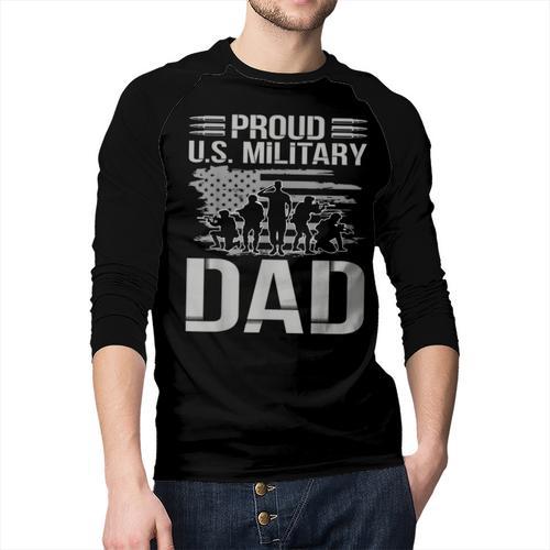 Proud Us Military Dad Father's Day For Dad Grandpa Veteran Men Baseball Raglan Shirt - Father's Day Fun