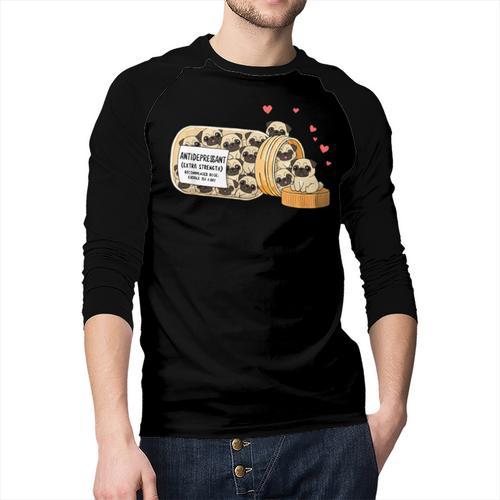 Pug Anti Depressant Mom Dad Kids Men Baseball Raglan Shirt - Father's Day Fun
