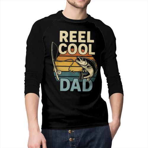 Reel Cool Dad Fathers Day Fishing Outdoors Men Baseball Raglan Shirt - Father's Day Fun