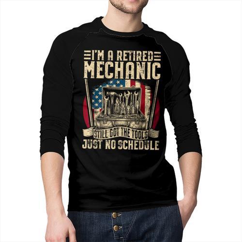 Retired Car Mechanic Tool Retirement Dad Grandpa Men Men Baseball Raglan Shirt - Father's Day Fun