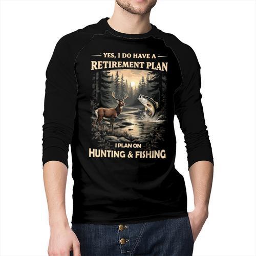 Retirement Plan On Hunting & Fishing Fisherman Hunter Dad Men Baseball Raglan Shirt - Father's Day Fun