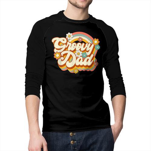 Retro Groovy Dad Family Birthday 60s 70s Hippie Costume Men Baseball Raglan Shirt - Father's Day Fun