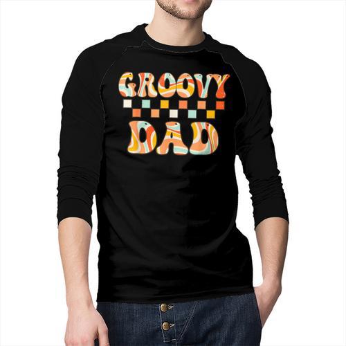 Retro Groovy Dad Matching Family 1st Birthday Party Men Baseball Raglan Shirt - Father's Day Fun