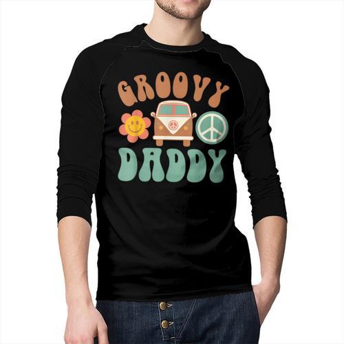 Retro Groovy Daddy Matching Family Birthday Party Men Baseball Raglan Shirt - Father's Day Fun