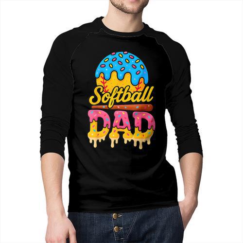 Retro Ice Cream Drip Softball Dad Game Day Dad Father's Day Men Baseball Raglan Shirt - Father's Day Fun