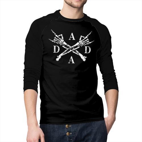Retro Pocket Dada Daddy Papa Fathers Day Skeleton Men Baseball Raglan Shirt - Father's Day Fun